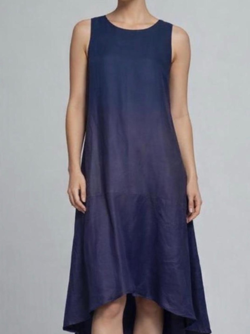 Linen Blend Navy Maxi Dress